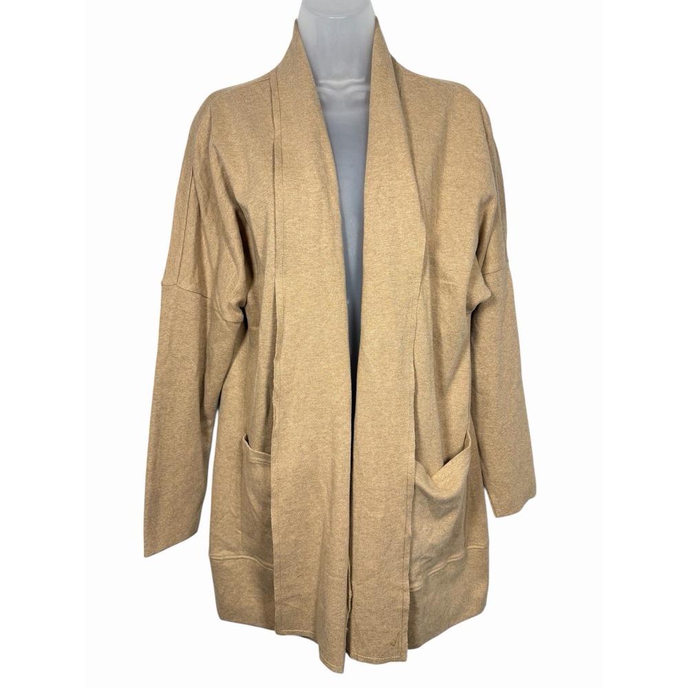 PACT Airplane Open Front Wrap‎ Cardigan 100% Organic Cotton Oversized XS S Tan